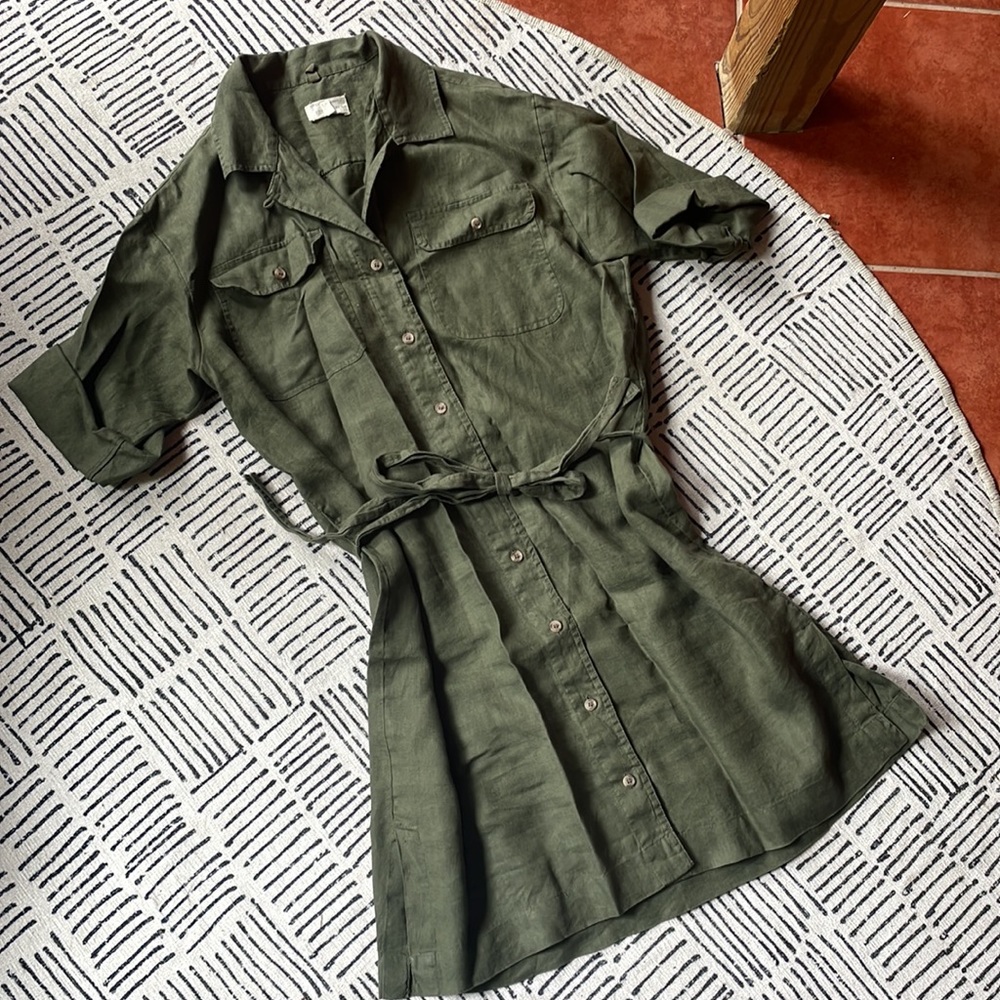 Lou & Grey Loft Olive Green Shirt Dress